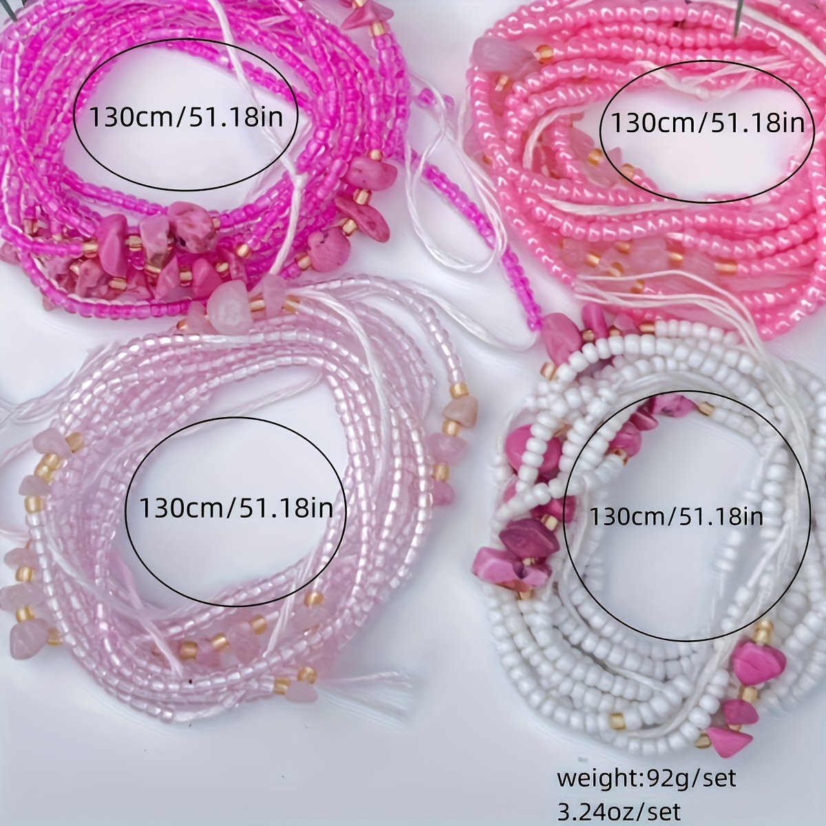 Boho Style Beaded Body Chains Set of 4 No Plating